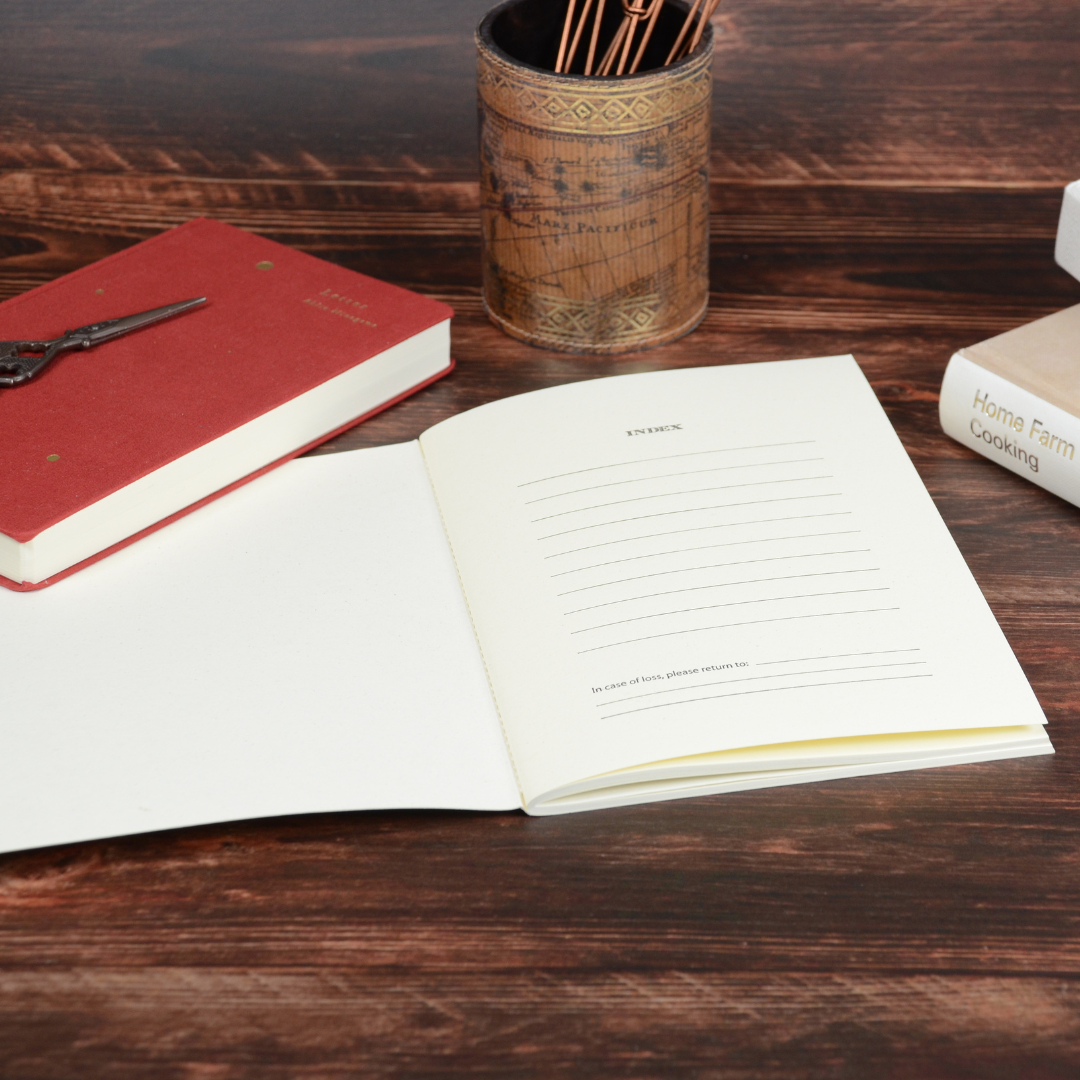 中表紙には、INDEXのページがシンプルな罫線と共に現れる。