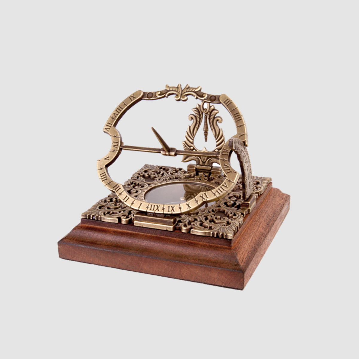 赤道日時計 アウクスブルク式 真鍮リング構造 方位磁針台座 緯度調整機能付き 局所太陽時測定器具