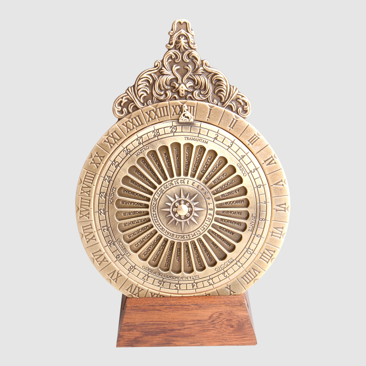 ルナカレンダー 裏面 潮汐計算盤 真鍮製 放射状デザイン 航海漁業不可欠な計算器具