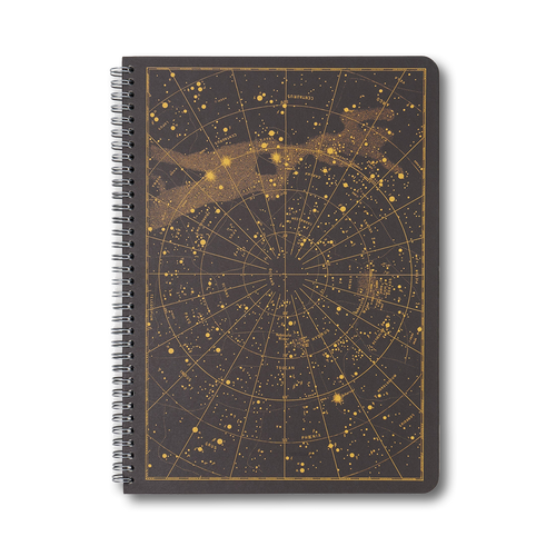 天の南極・北極を中心とした星図柄のスパイラルノート(A5+)