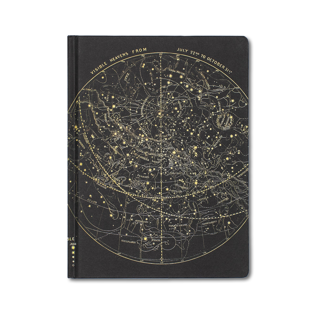 宇宙の星図をモチーフにした天文柄のハードカバーノート(A5+)