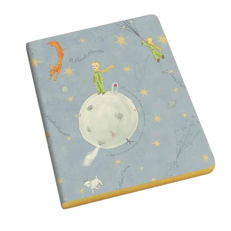 『星の王子さま』をモチーフにしたKartos社のA5ノート。淡いブルーに金粉が映える繊細な表紙デザイン。