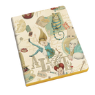 『ふしぎの国のアリス』の世界を描いたKartos社のA5ノート。やさしい色味と金粉印刷が魅力。