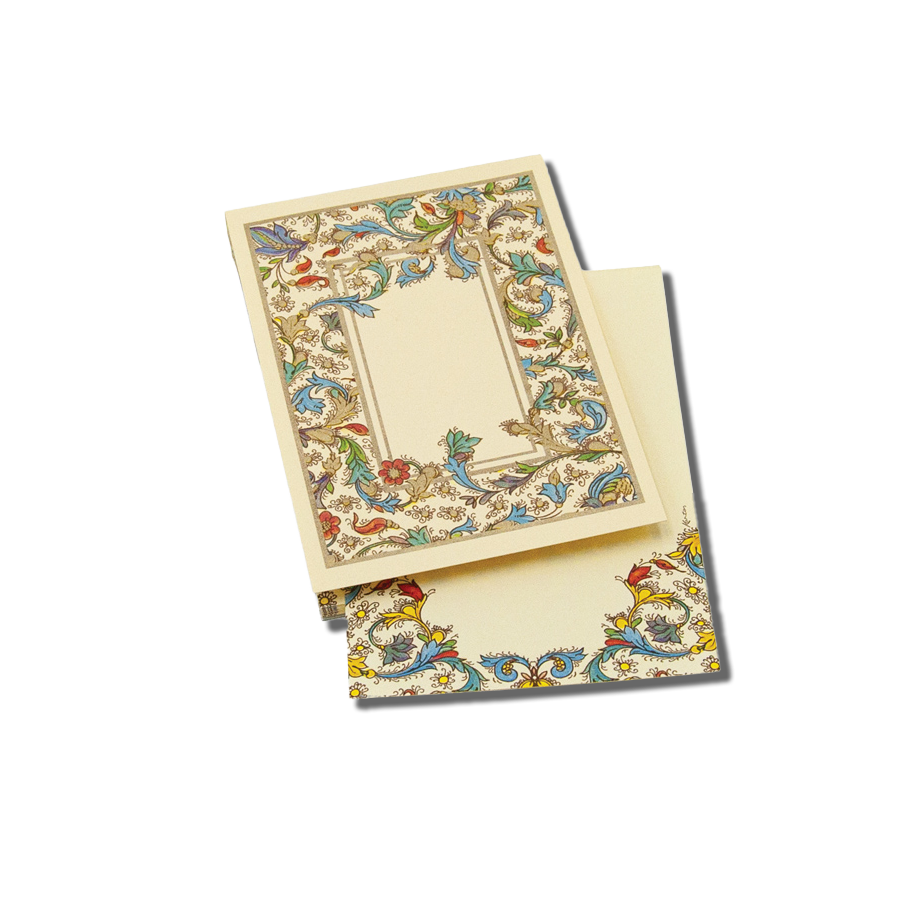 Kartos社のMedicea柄メモ。メディチ家ゆかりの装飾文様と金粉印刷が優雅に輝くクラシカルな一冊。