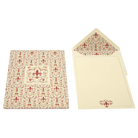 Kartos社のGiglio柄レターセット。フィレンツェの百合文様が印象的な、赤と金の便箋と封筒。