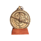 真鍮製アストロラーベ 直径10cm 木製スタンド付き 天体観測儀 中世天文器具