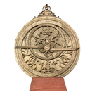 スペイン製真鍮アストロラーベ 直径20cm 中世天文器具 天体観測儀 重厚な立体彫刻 インテリア 木製スタンド付き