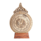 スペイン製真鍮ルナカレンダー 月齢計 潮汐計算機 直径12cm 木製台座付き 16世紀天文学 航海術 永久月暦