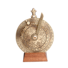 スペイン製真鍮ノクターナル 星時計 潮汐計算機 直径9.5cm 木製台座付き 16世紀天文学 航海術 大英博物館レプリカ