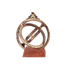 スペイン製真鍮天文環 リング式日時計 直径10cm 携帯用サンダイアル 二重リング構造 木製台座付き 天文観測器具