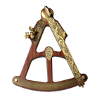 スペイン製真鍮八分儀 木製フレーム 航海用天体観測器具 オクタント 精密彫刻 測量器具 インテリア