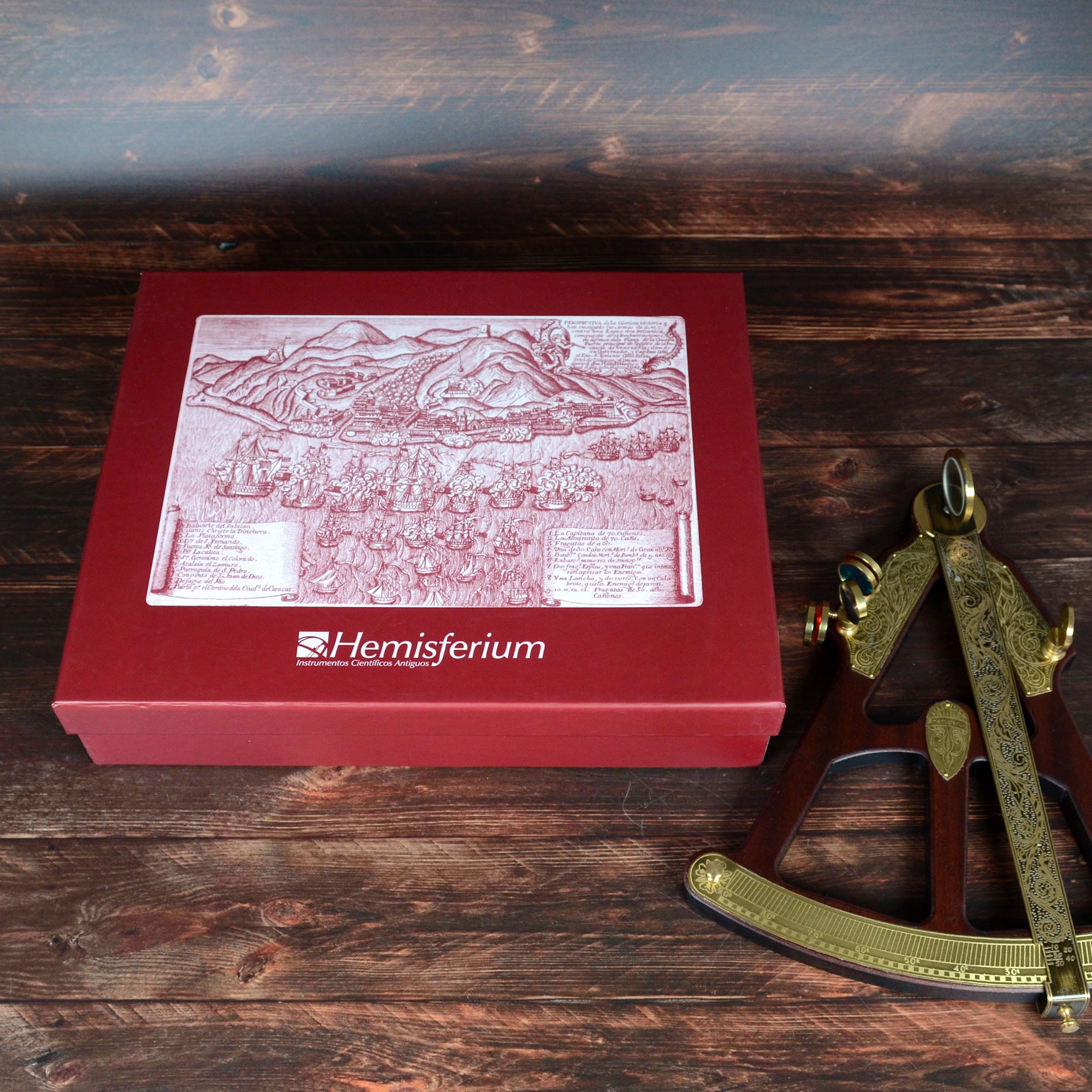 八分儀 真鍮製 木製アーム 航海天文器具 アンティークデザイン 角度測定器具 実物大レプリカ