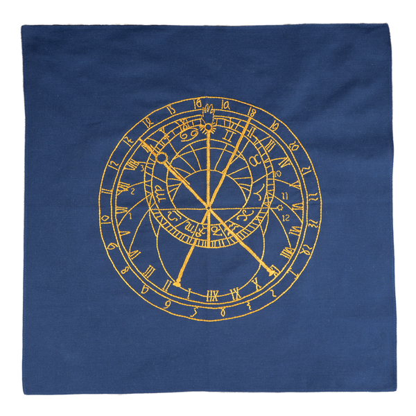 天文時計の刺繍ハンカチ ＜ネイビー＞